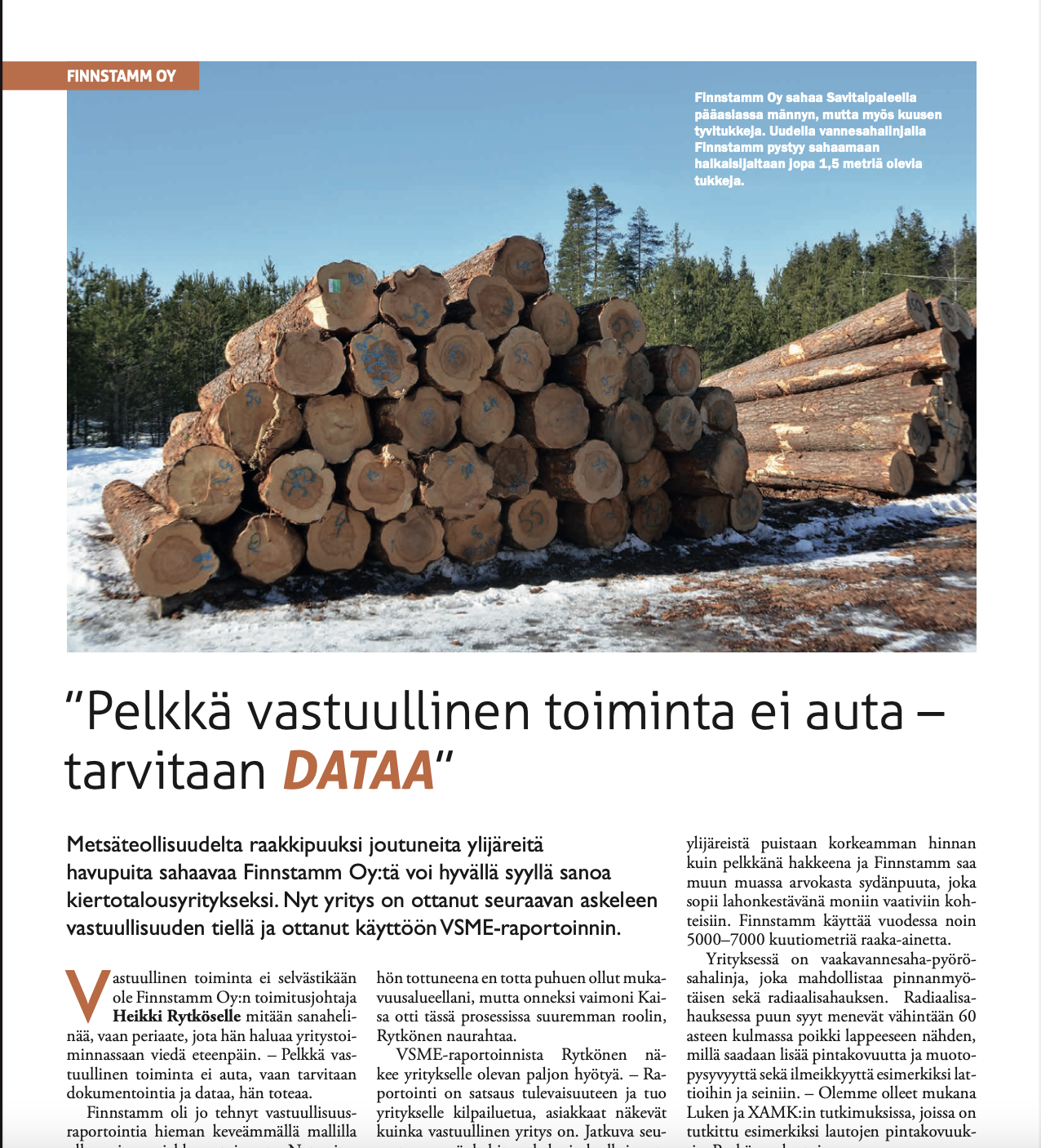 Selko Insights mainittu Puumies-lehdessä 3/2026